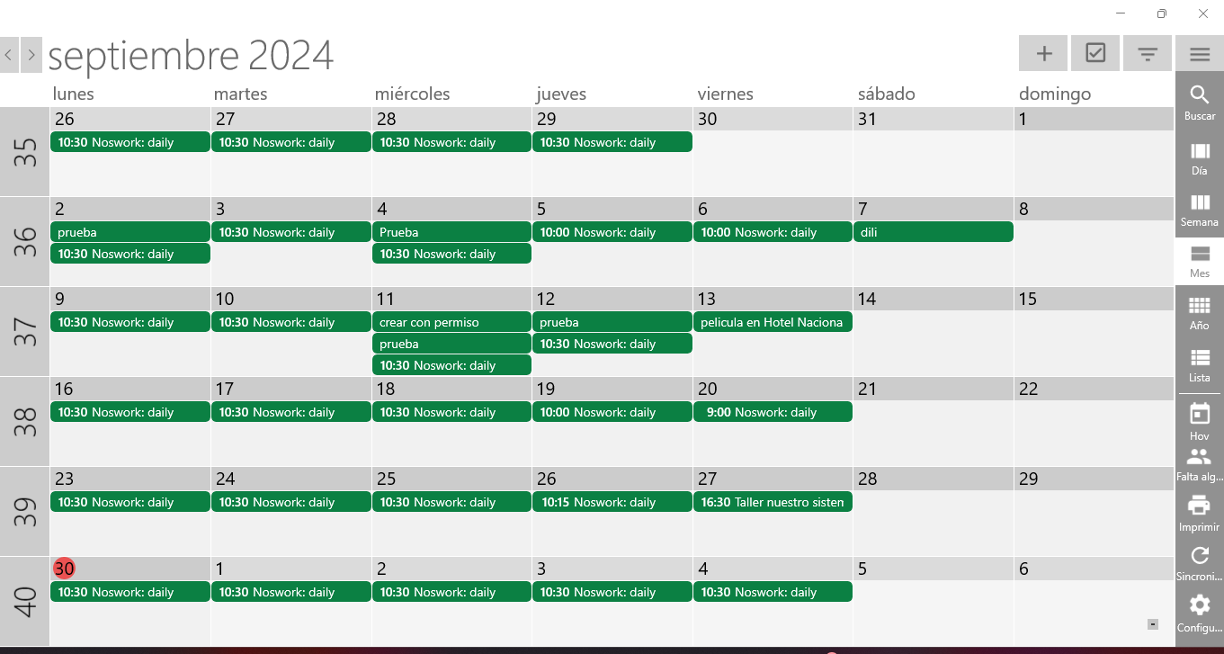 Figure 8 Entorno de OneCalendar.