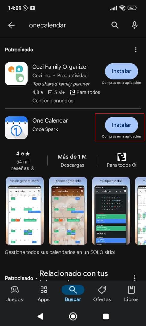 Figure 1 Instalar OneCalendar en la PC.