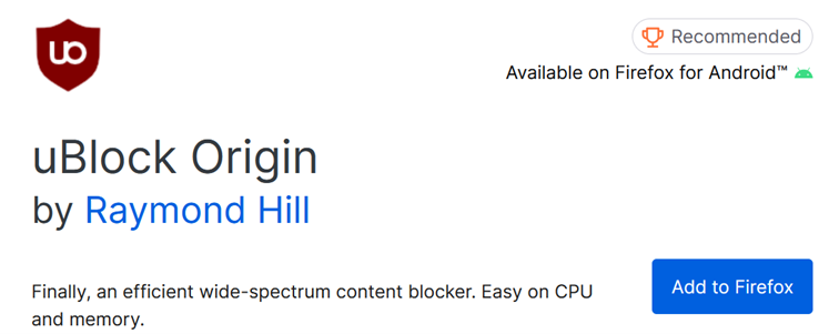Figure 6 Añadir Extensión uBlock Origin.