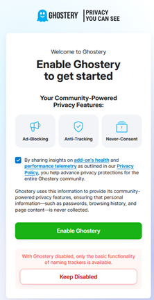 Figure 8 Activar Extensión Ghostery.