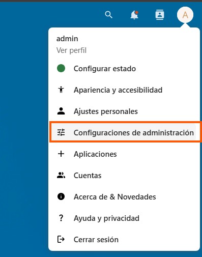 Acceso al perfil de administrador